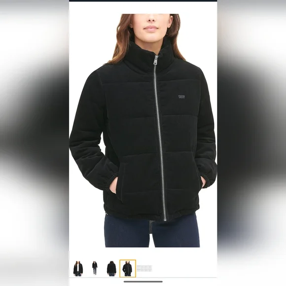 Beautiful Levi's Black corduroy bubble puffer. NWT XL. In perfect condition - Picture 4 of 14